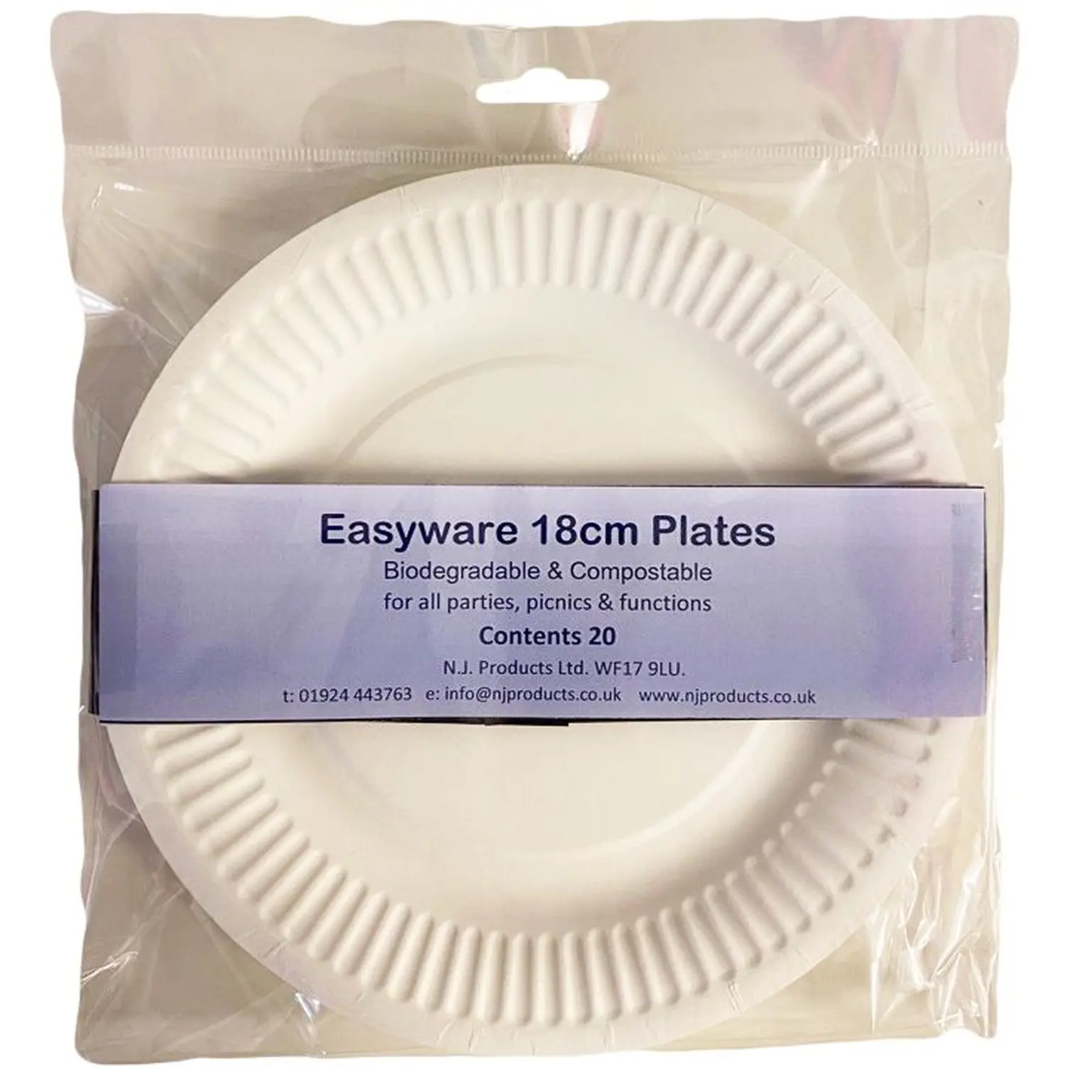 Easyware Biodegradable & Compostable Plates 18cm Pack of 20
