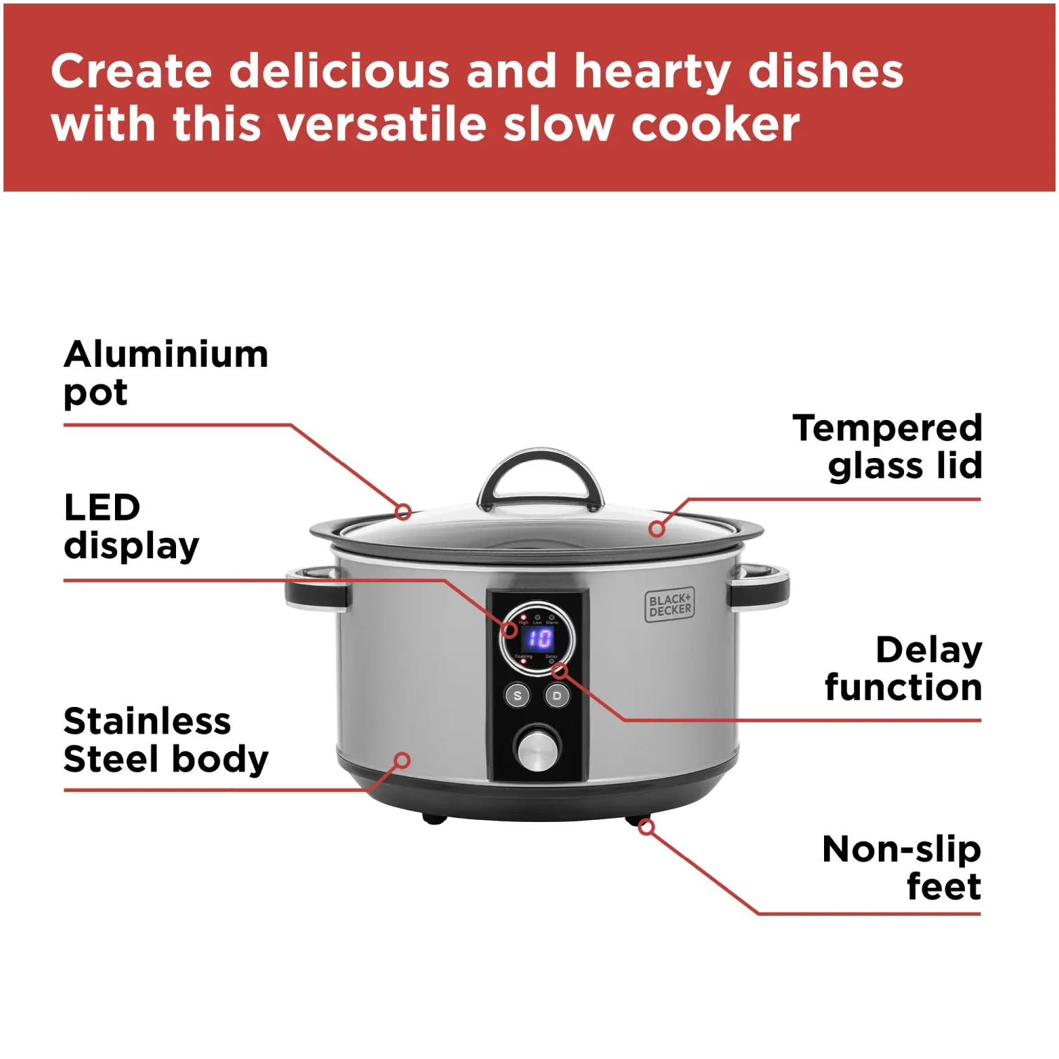 Black+Decker Digital Slow Cooker 3.5 Litres