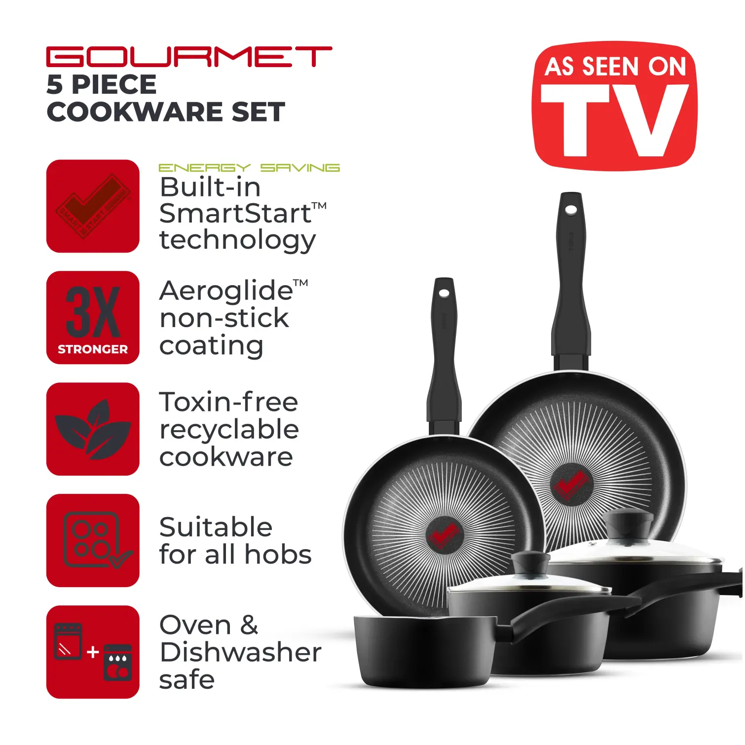 Tower Smart Start Gourmet 5 Piece Pan Set