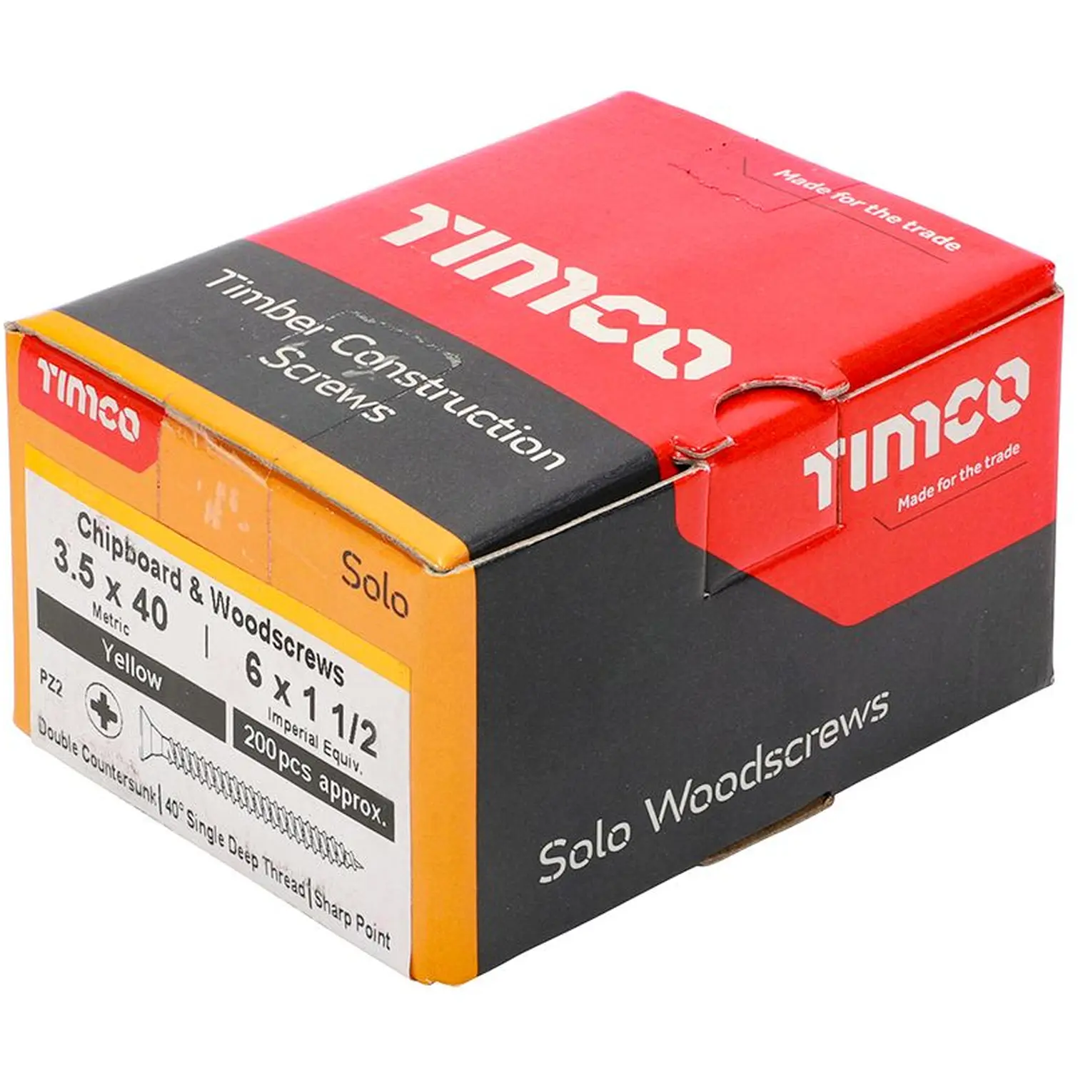 Timco Wood Screw Pozi Drive YZP 3.5 x 40mm Box of 200