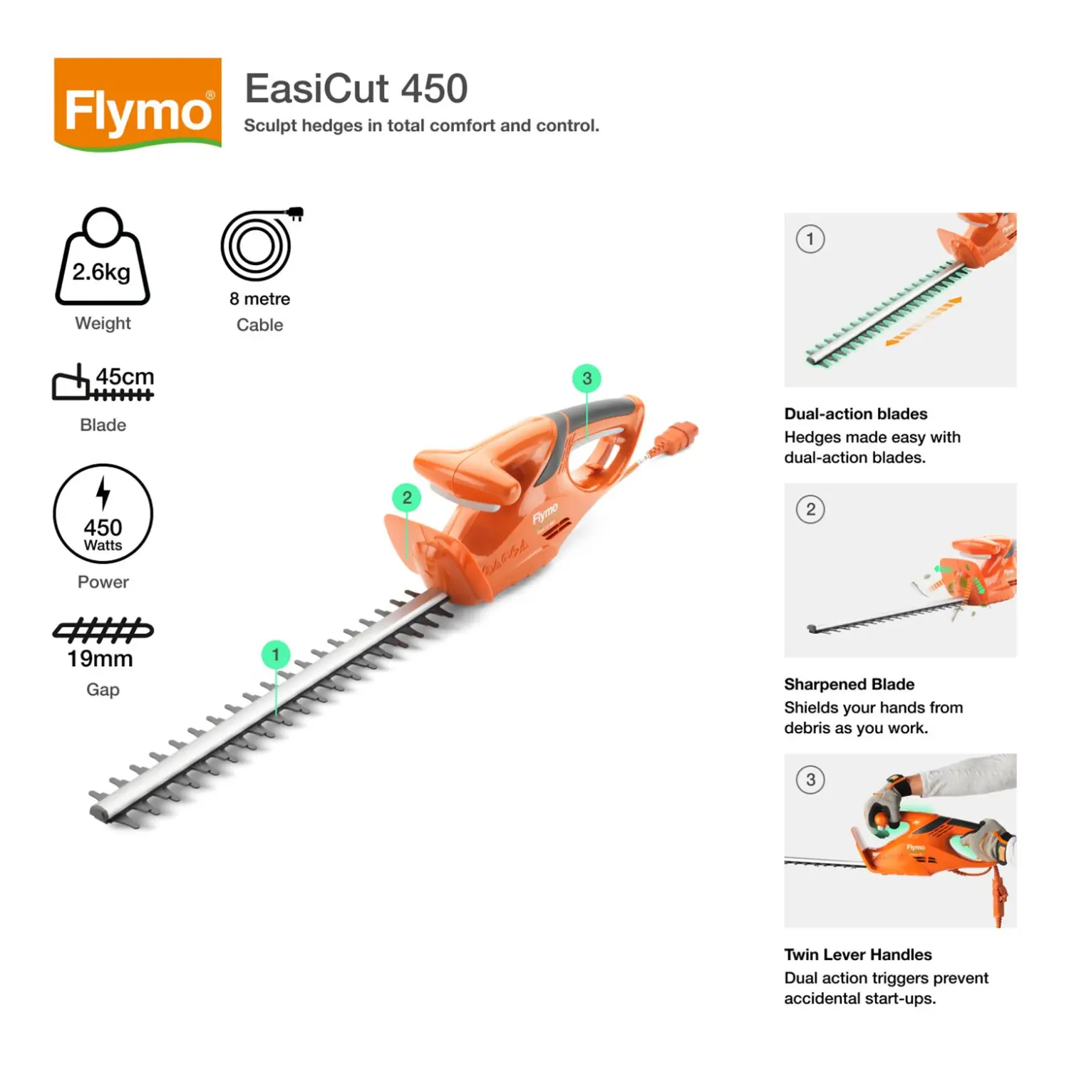 Flymo EasiCut 450 Corded Hedge Trimmer