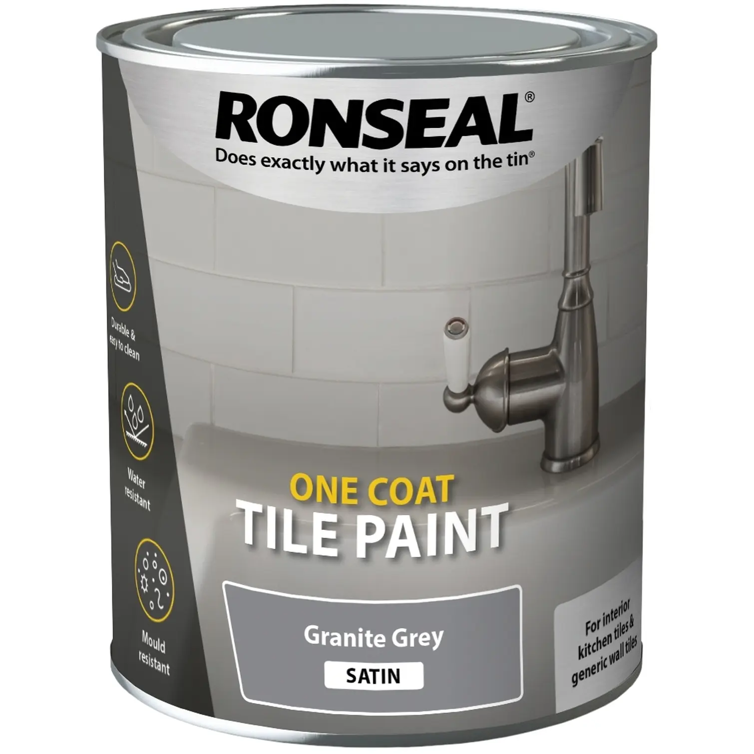 Ronseal One Coat Tile Paint Satin Granite Grey