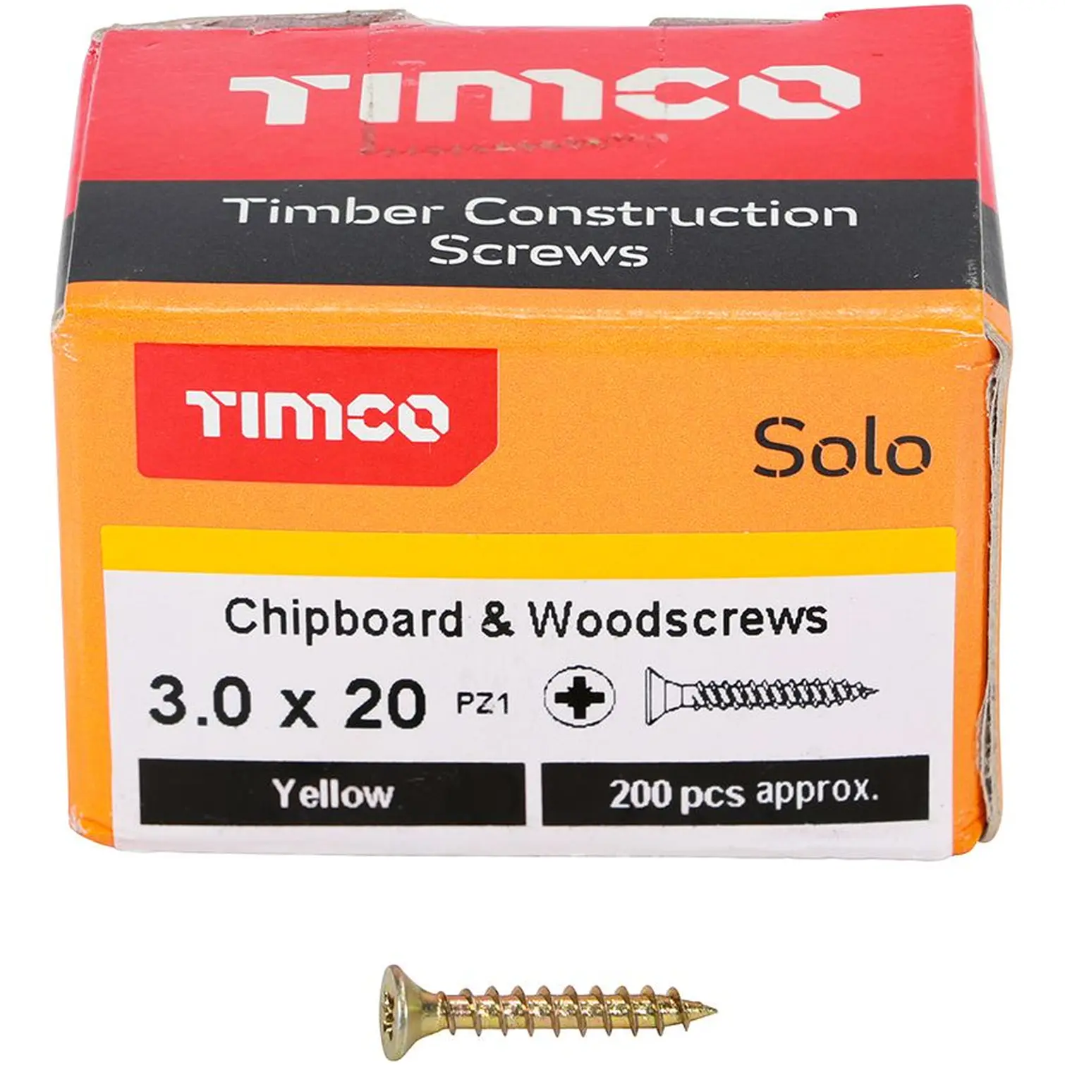 Timco Woodscrew Pozi Drive Head YZP 3 x 20mm Box of 200