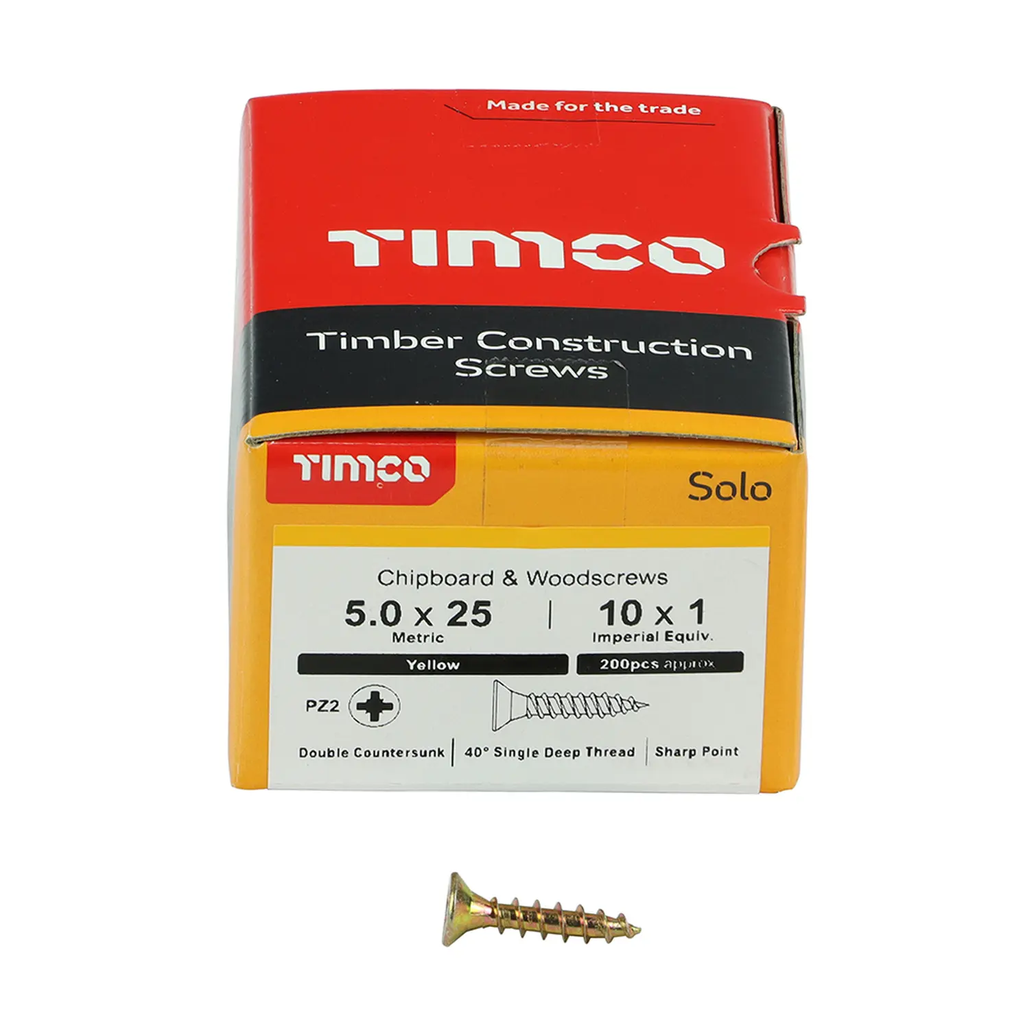 Timco Woodscrew Pozi Drive Head YZP 5 x 25mm Box of 200