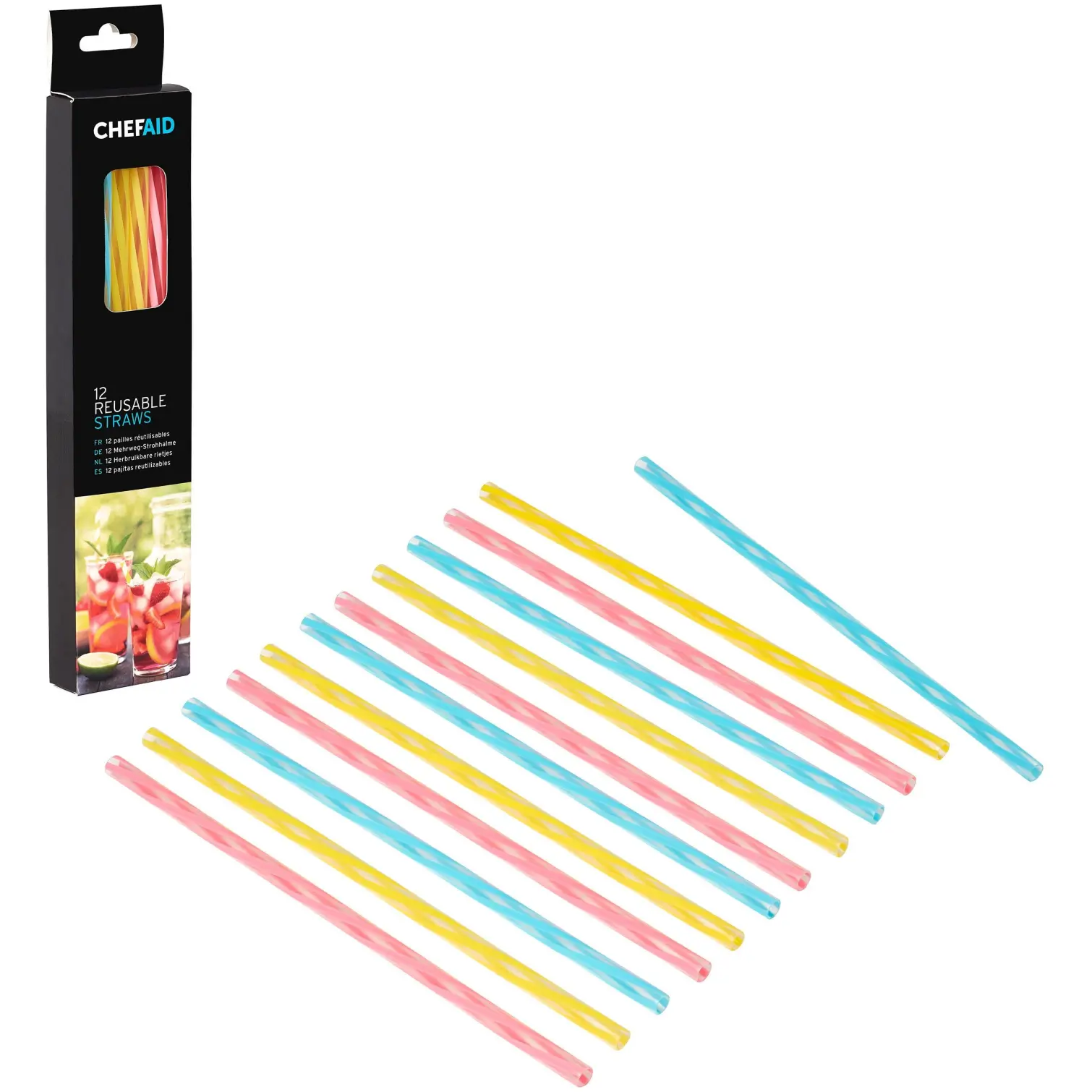Chef Aid Reusable Straws Pack of 12