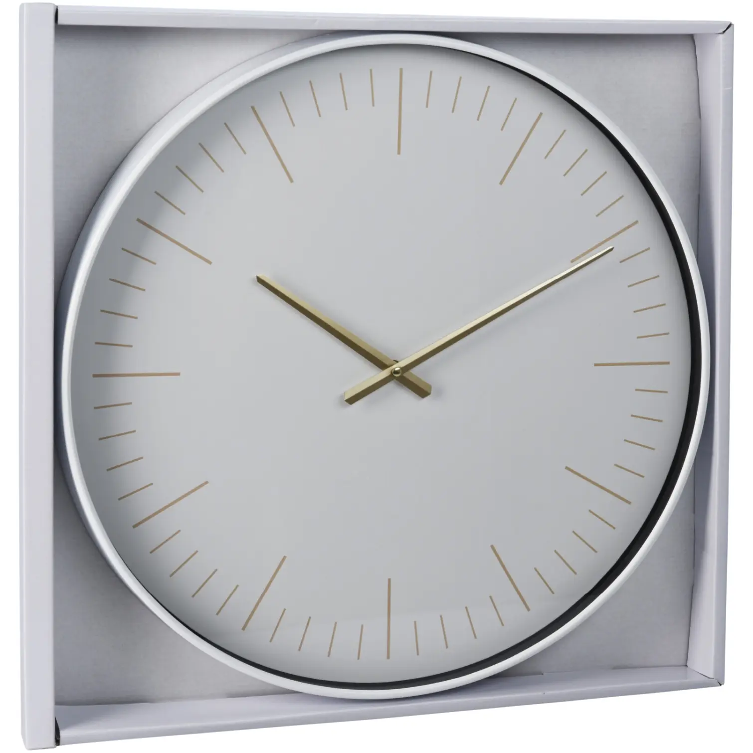Wall Clock White & Gold 50cm