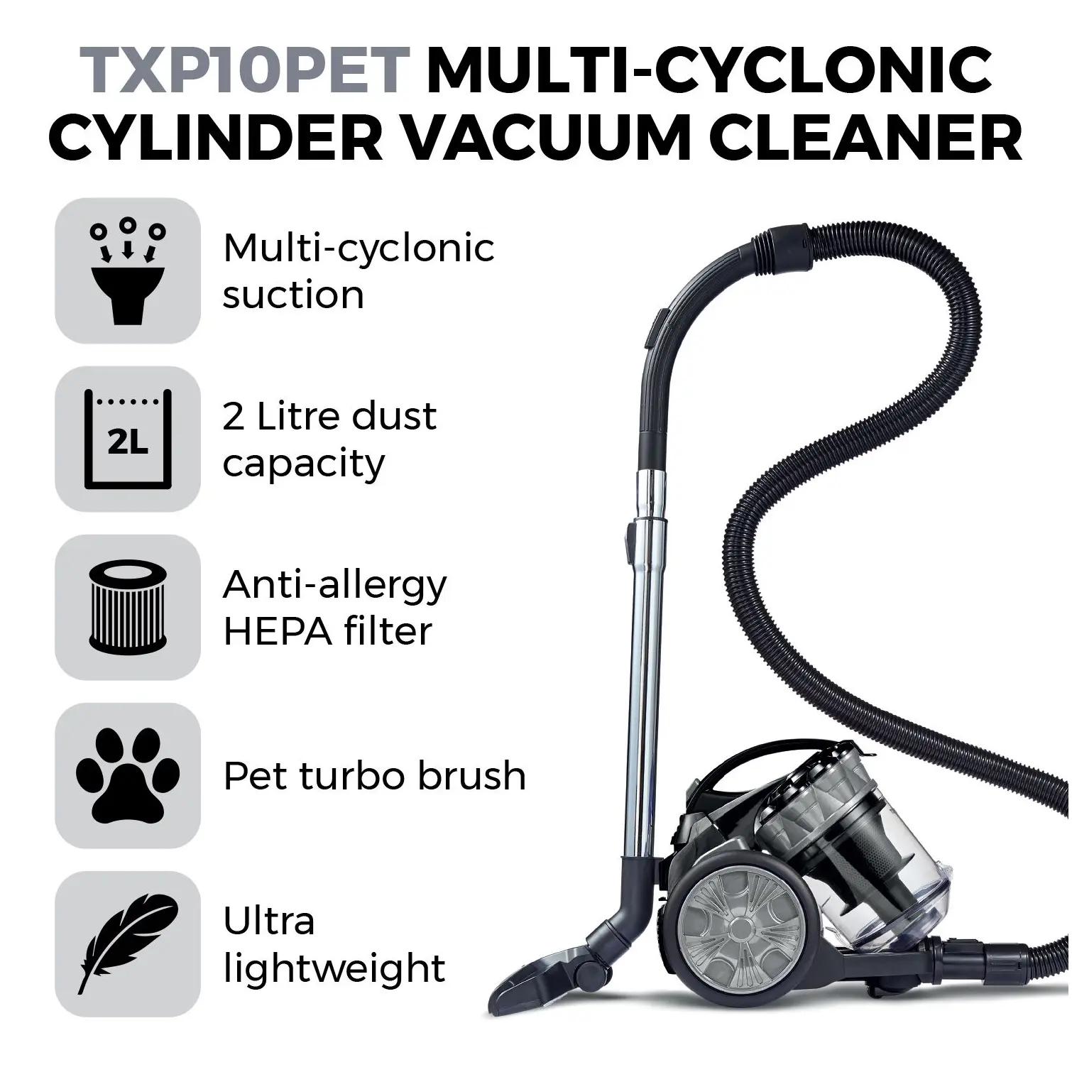 Tower T102000PLPET Pet Cylinder Vacuum