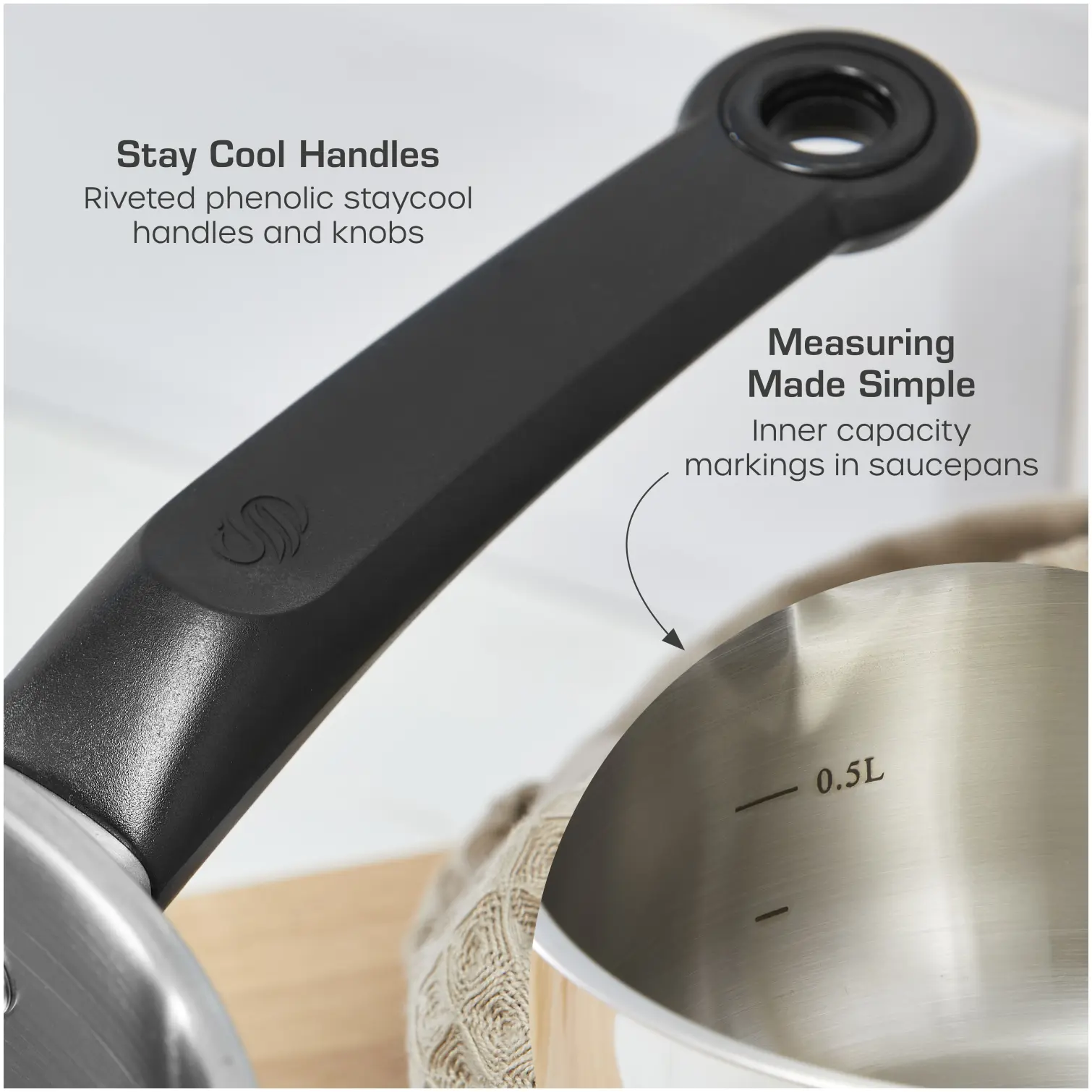 Swan Townhouse Stainless Steel Saucepan Set 3 Piece