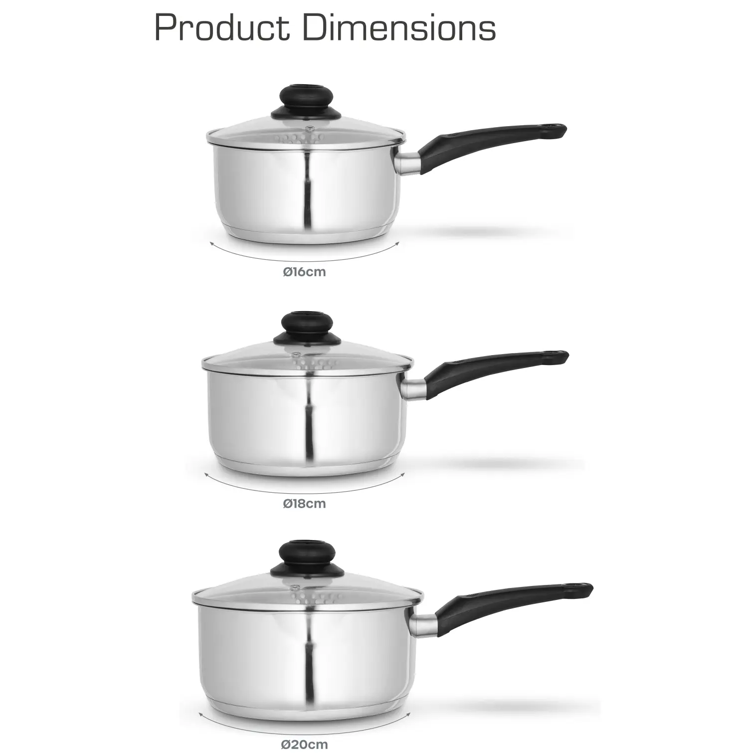 Swan Townhouse Stainless Steel Saucepan Set 3 Piece