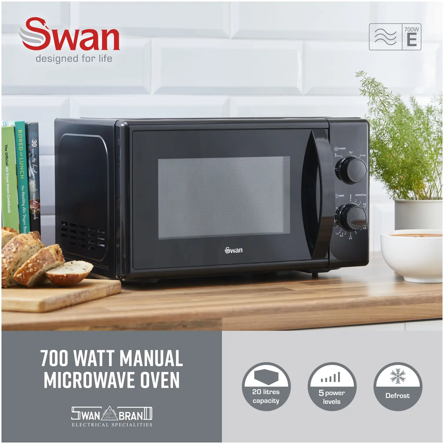 Swan SM4420BLK Microwave 700w 20 Litre Capacity Black