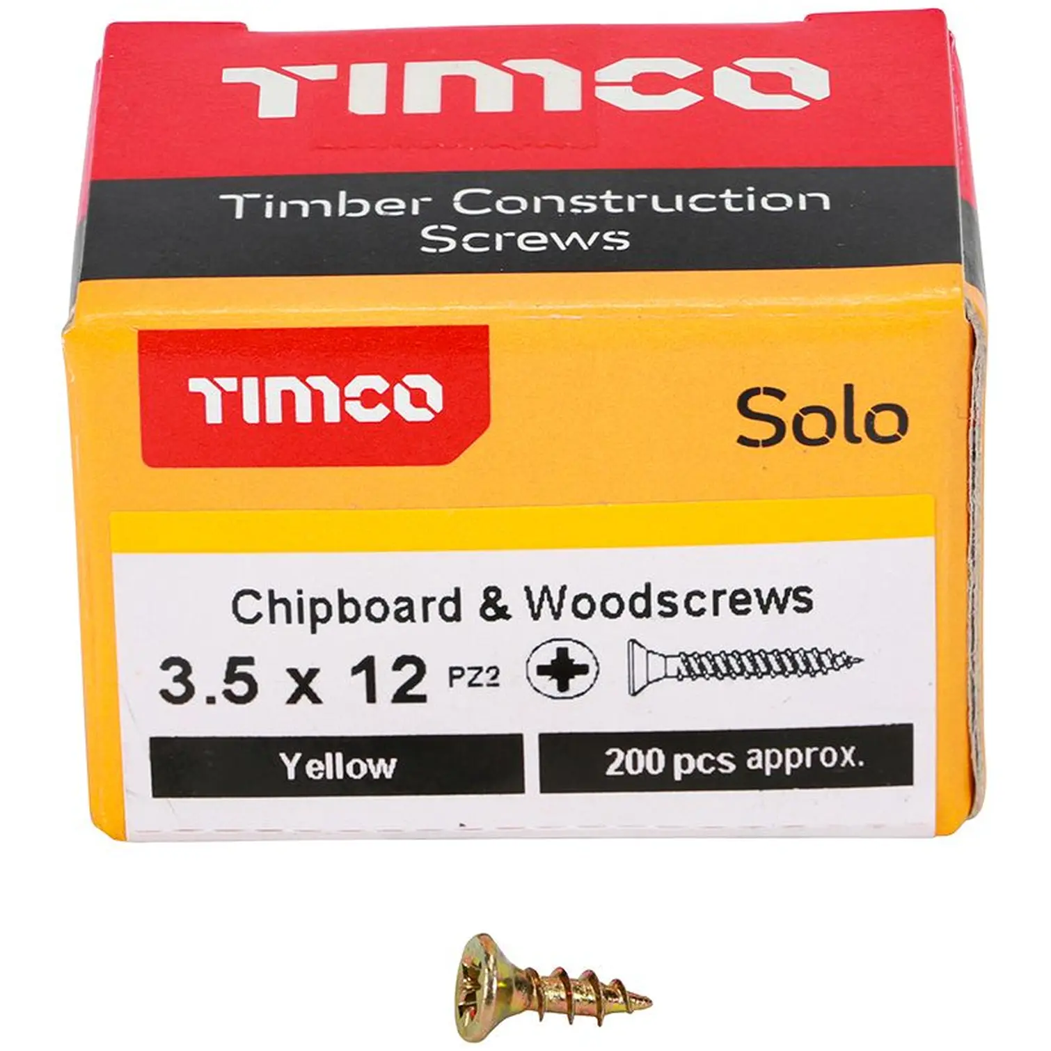 Timco Wood Screw Pozi Drive Head YZP 3.5 x 12mm Box of 200