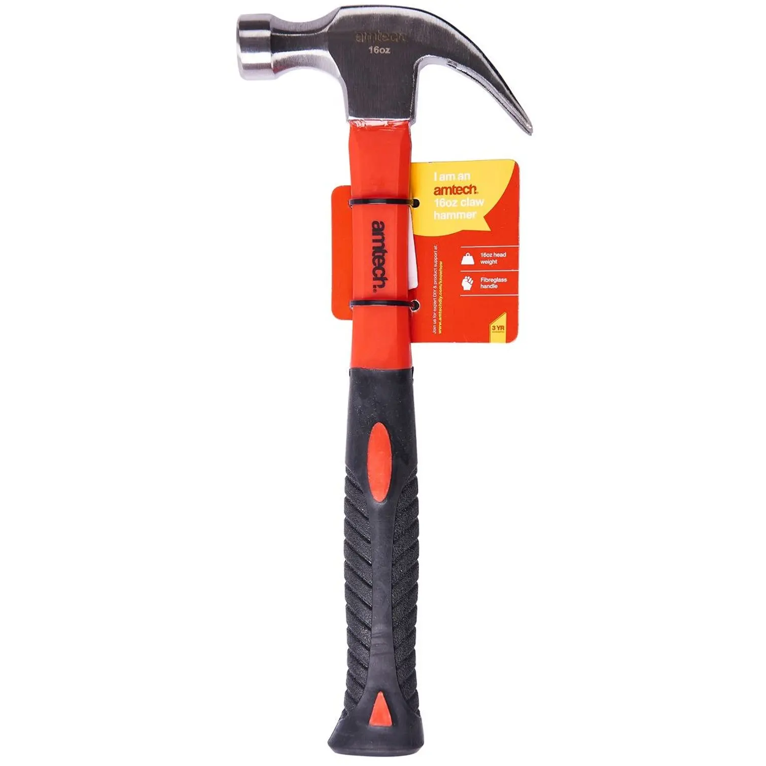 DKT0013_1 Amtech Claw Hammer Fibre Glass Shaft 16oz