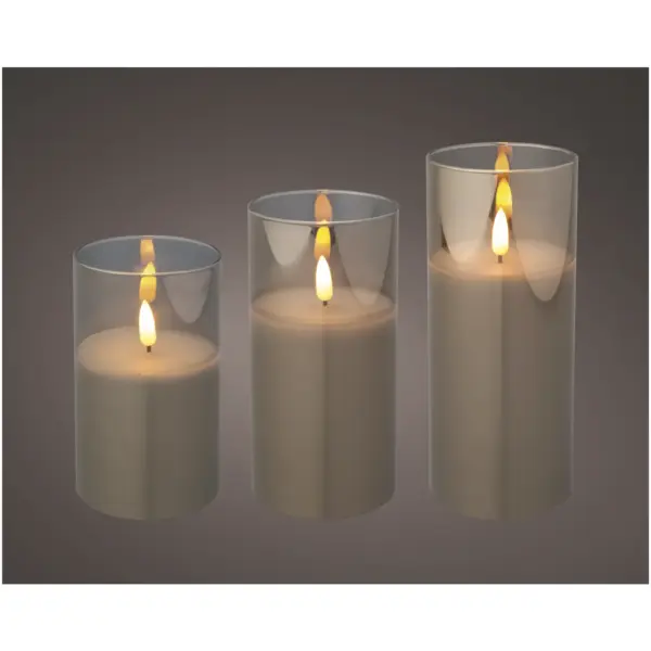 Kaemingk Smokey Glass LED Candle Set of 3
