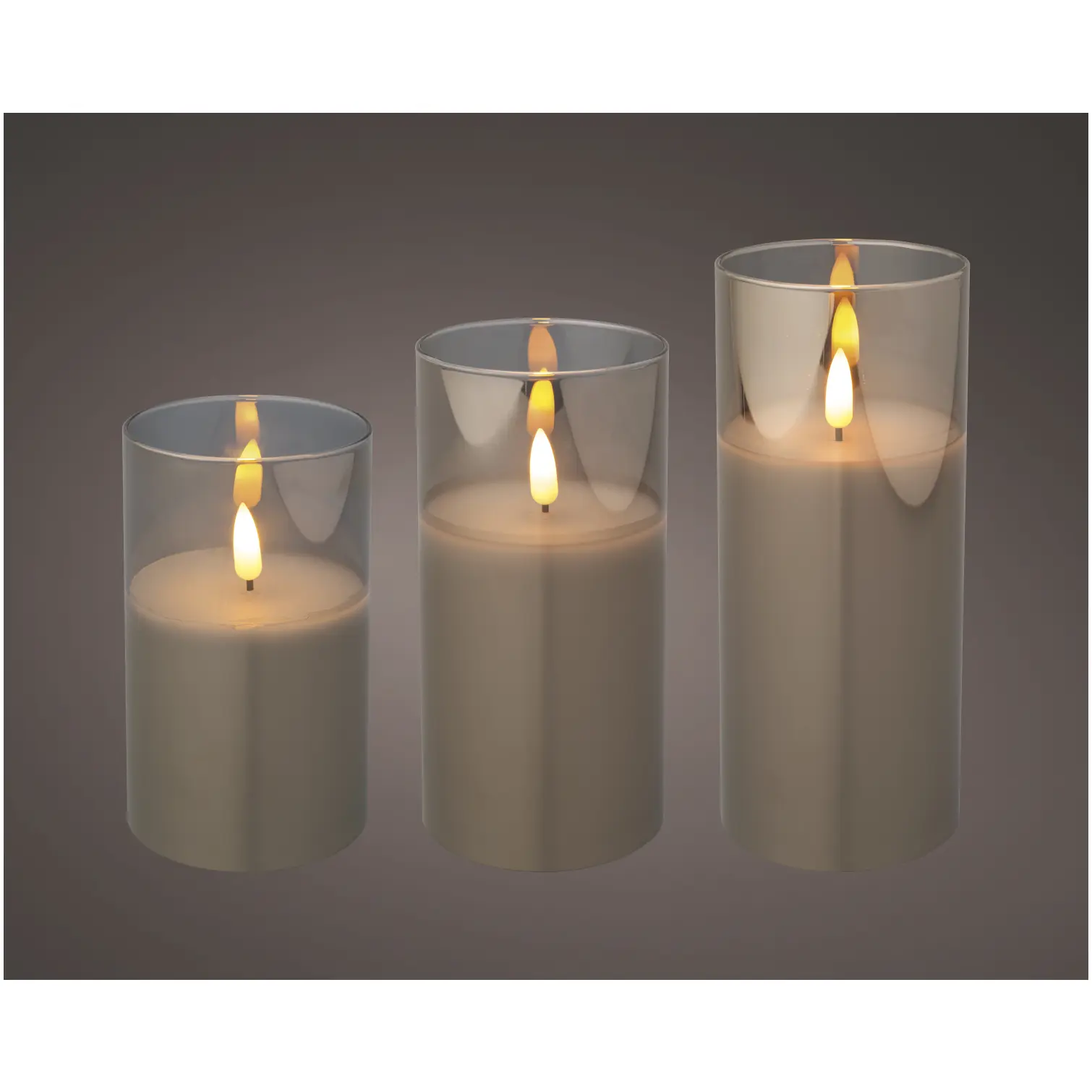 Kaemingk Smokey Glass LED Candle Set of 3