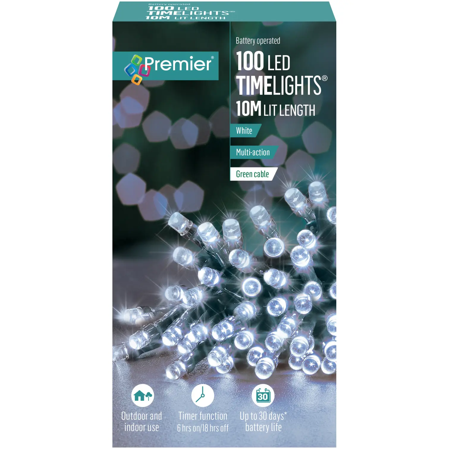 Premier 100 LED TimeLights White