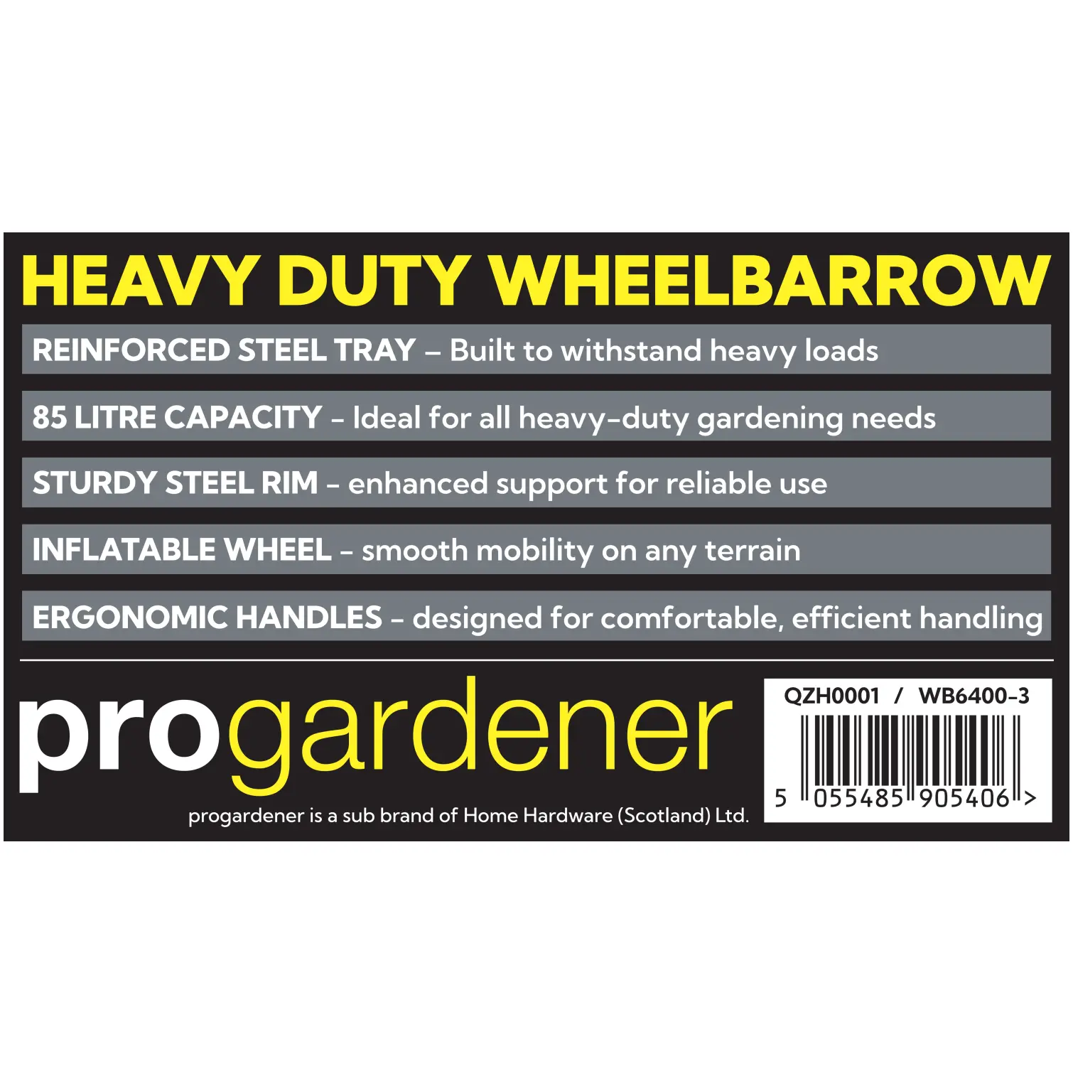 QZH0001_3 Pro Gardener Heavy Duty Wheelbarrow Green 85 Litre Capacity