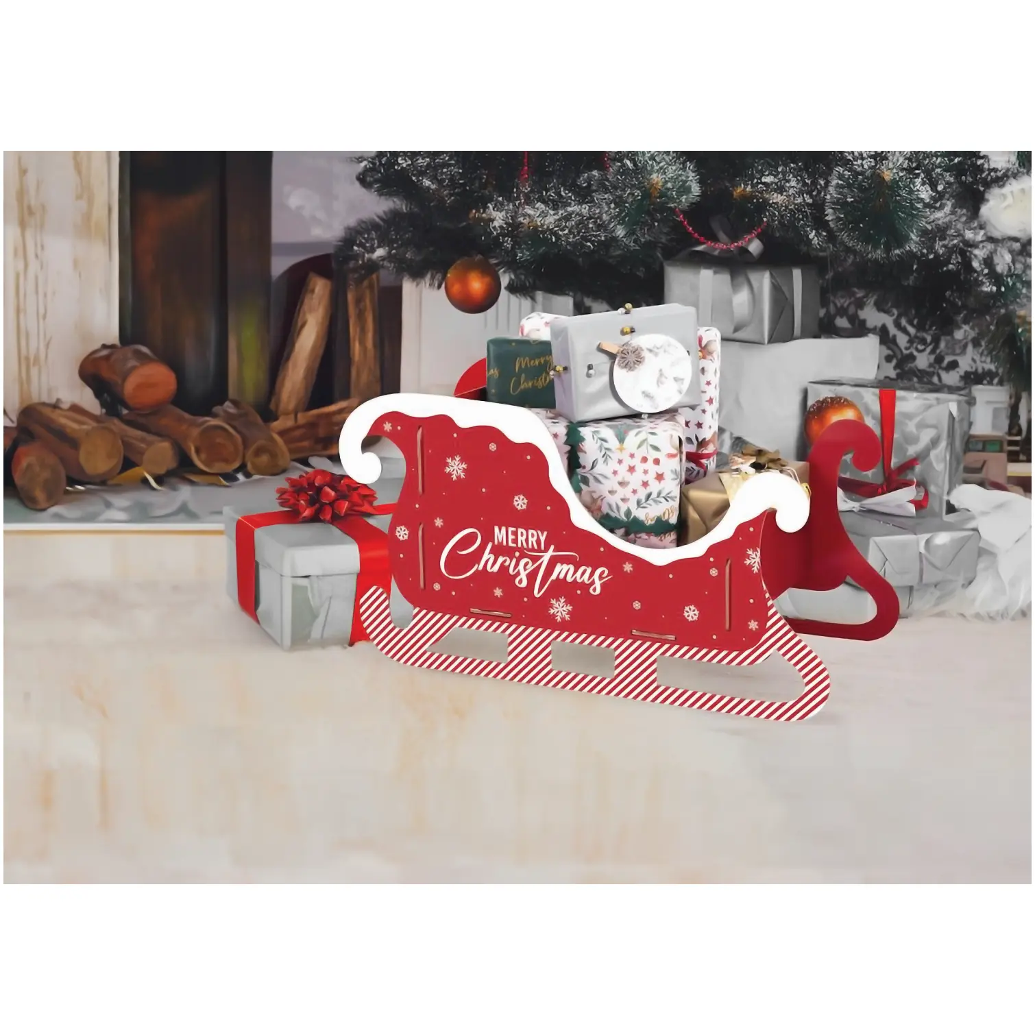 Festive Santa's Been Sleigh Present Holder