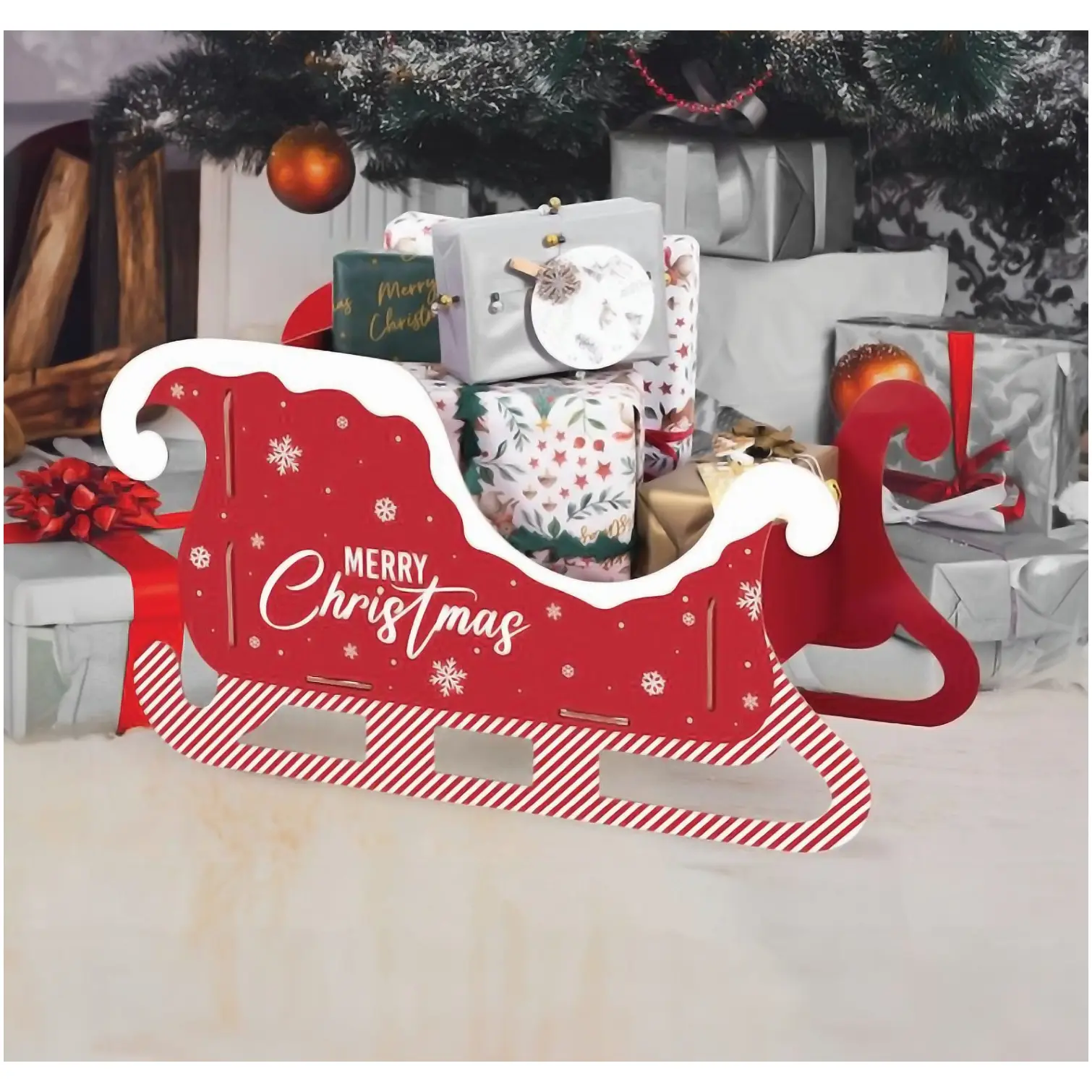 Festive Santa's Been Sleigh Present Holder