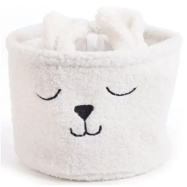 TEL0318 Blue Canyon Teddy Storage Basket White 25x25x20cm