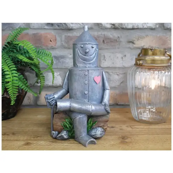 Tin Man Sat On A Log  H28xW19xD16cm