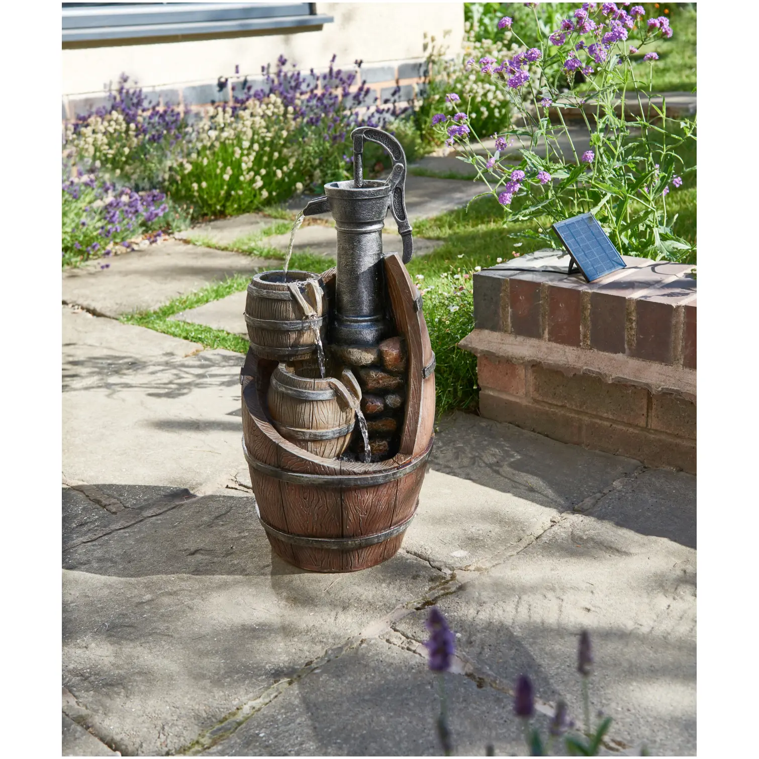 SMA0993_1 Smart Garden Solar Whiskey Barrels Water Feature