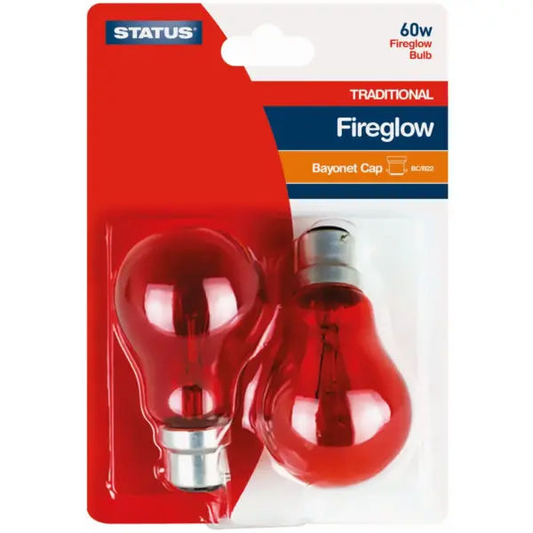 Status FireGlow Buld GLS BC 60w Card of 2