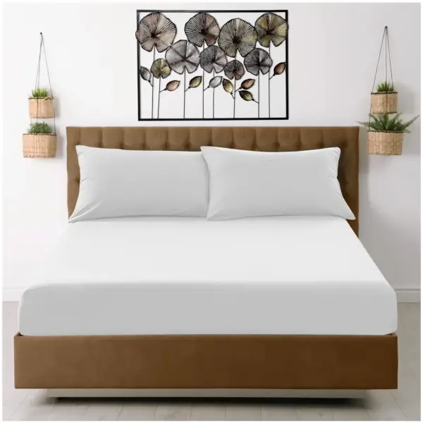 AND8090 Super Dreamer Single White Fitted Sheet Microfibre