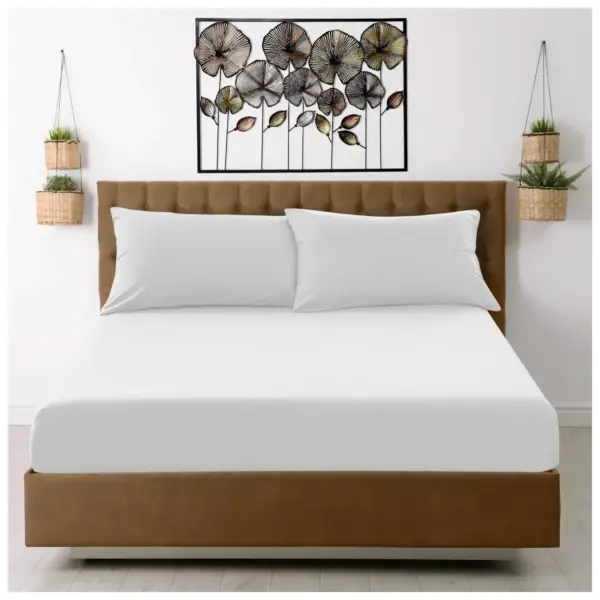 AND8092 Super Dreamer Double White Fitted Sheet Microfibre 137x190cm