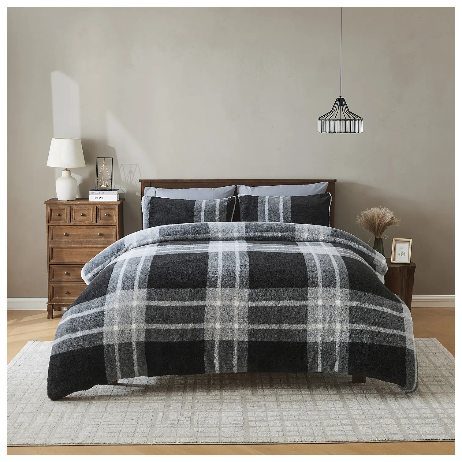 Teddy Printed Liam Charcoal Grey Single Duvet Set