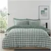 Gingham Moor Sage Green Microfibre King Duvet Set