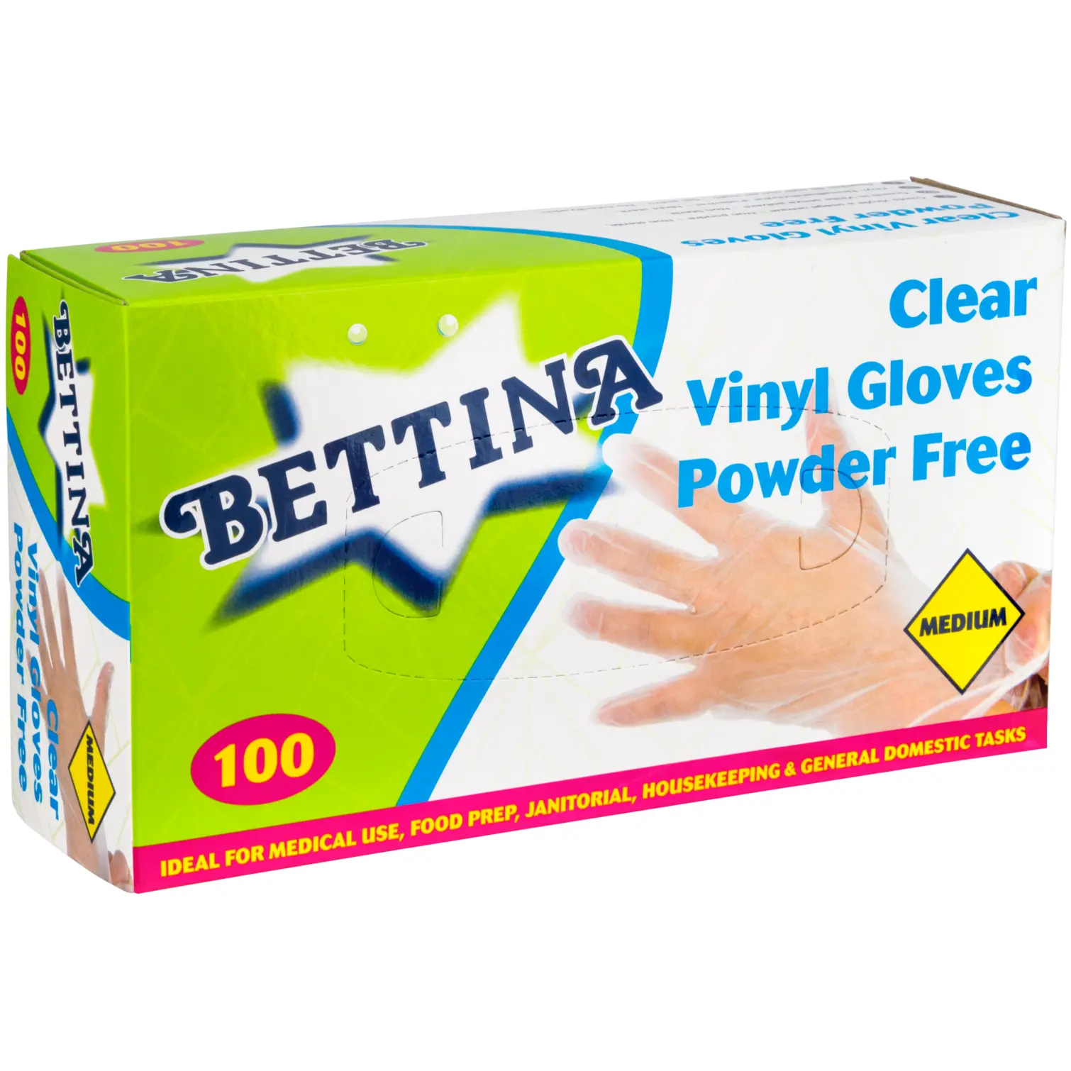 Bettina Vinyl Gloves Medium 100 Pack