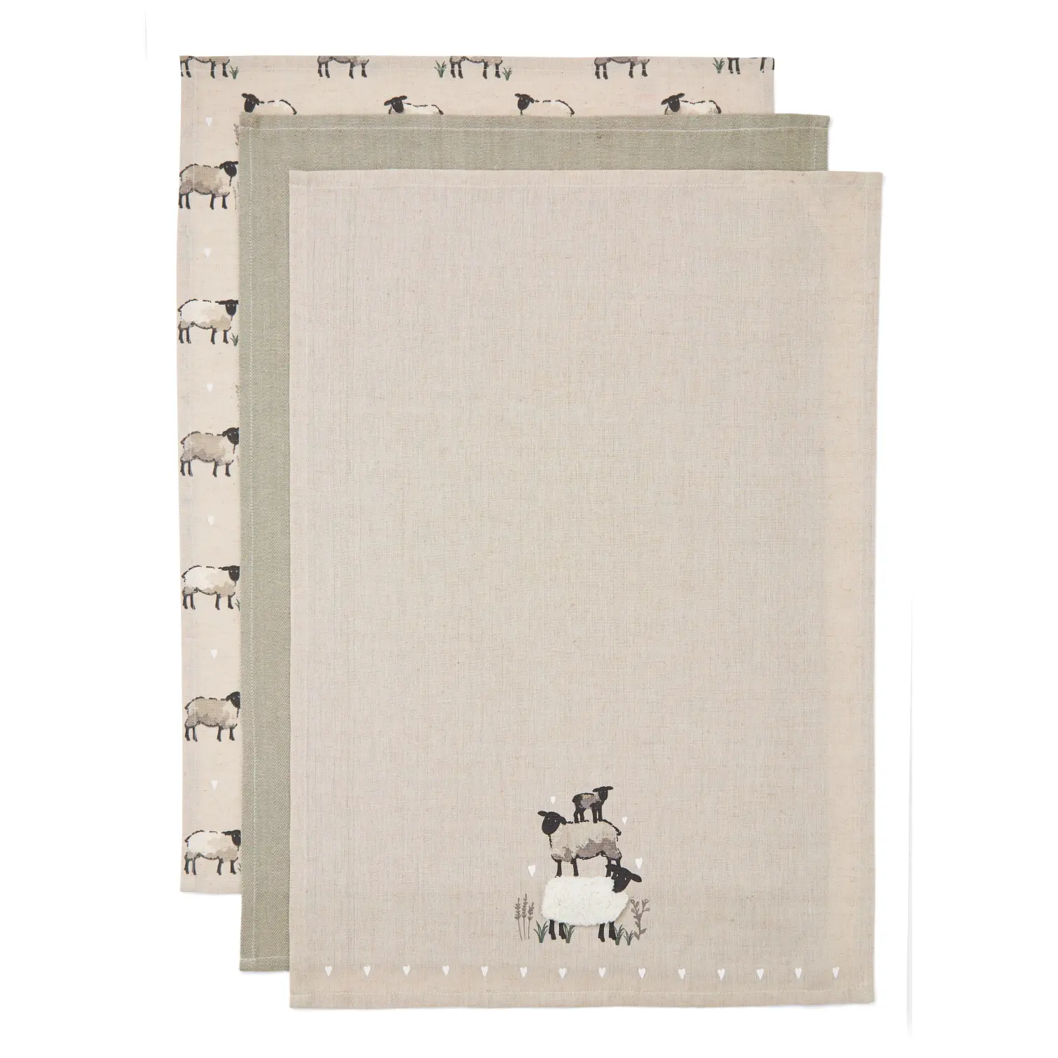 CLI0250_1 Cooksmart Highland Sheep Tea Towels 3 Pack
