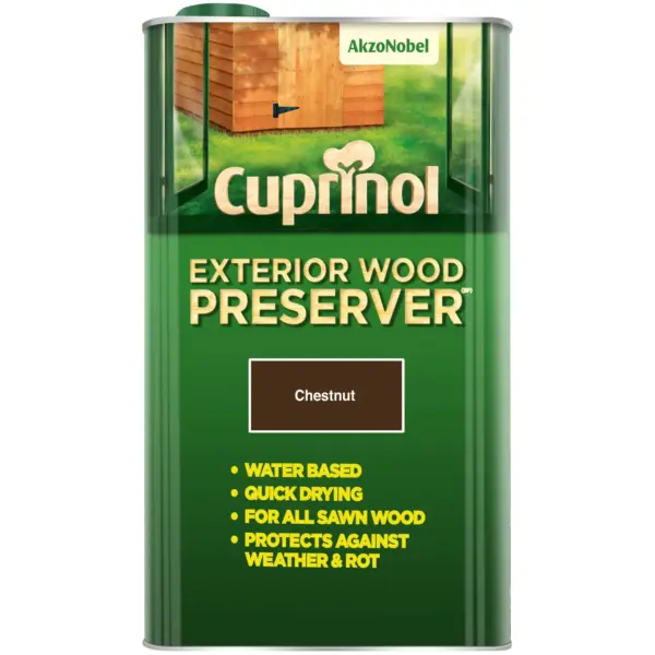 CUP0014 Cuprinol Exterior Wood Preserver Chestnut 5 Litres
