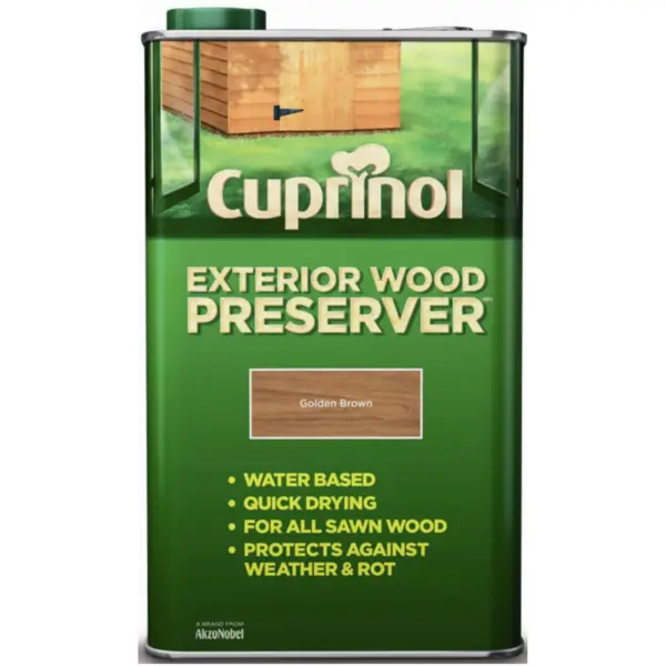 CUP0016 Cuprinol Exterior Wood Preserver Golden Brown 5 Litres