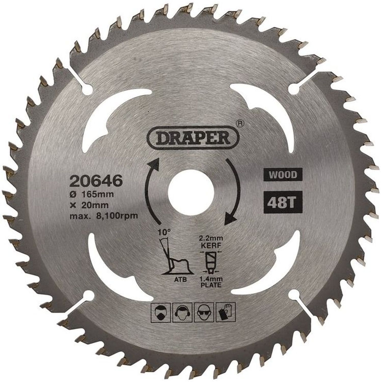 DPR0100 Draper Circular Saw Blade 48T 165mm