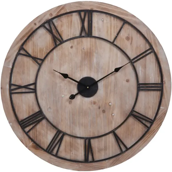 Wall Clock with Brown Handle