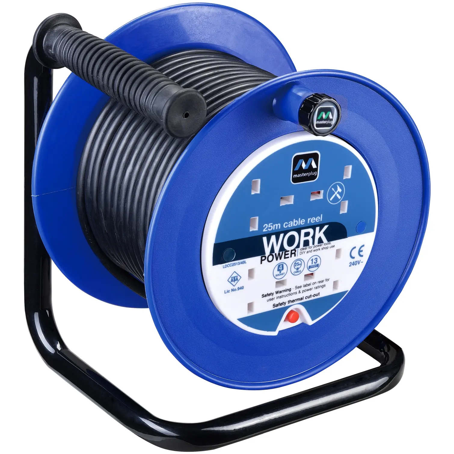 Masterplug Open Cable Reel 25m 13amp
