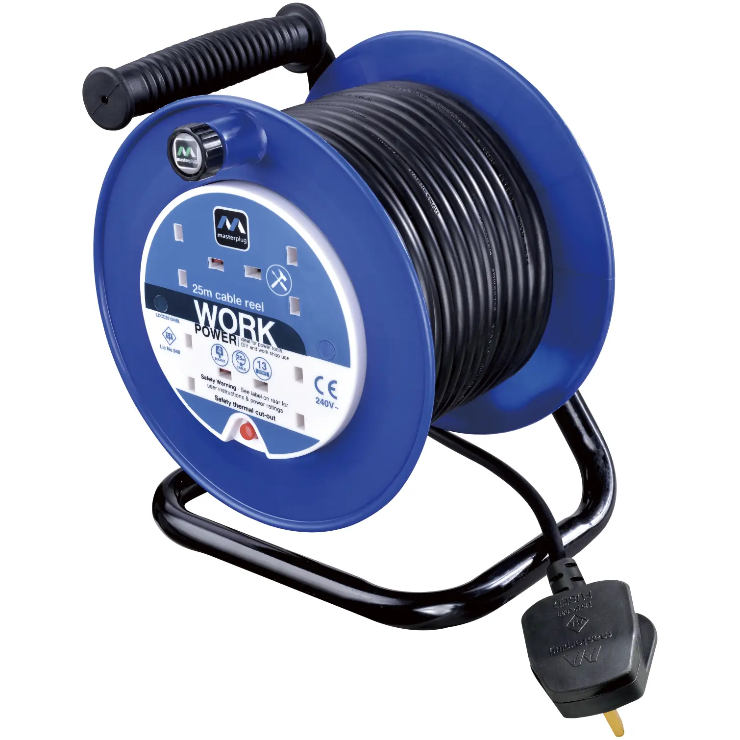 Masterplug Open Cable Reel 25m 13amp
