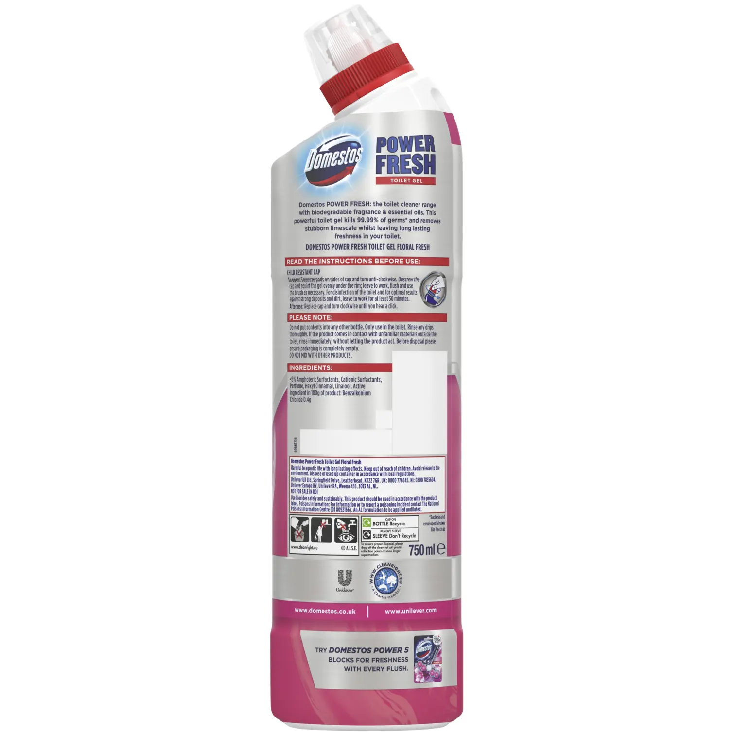 Domestos Power Fresh Toilet Gel Floral 750ml