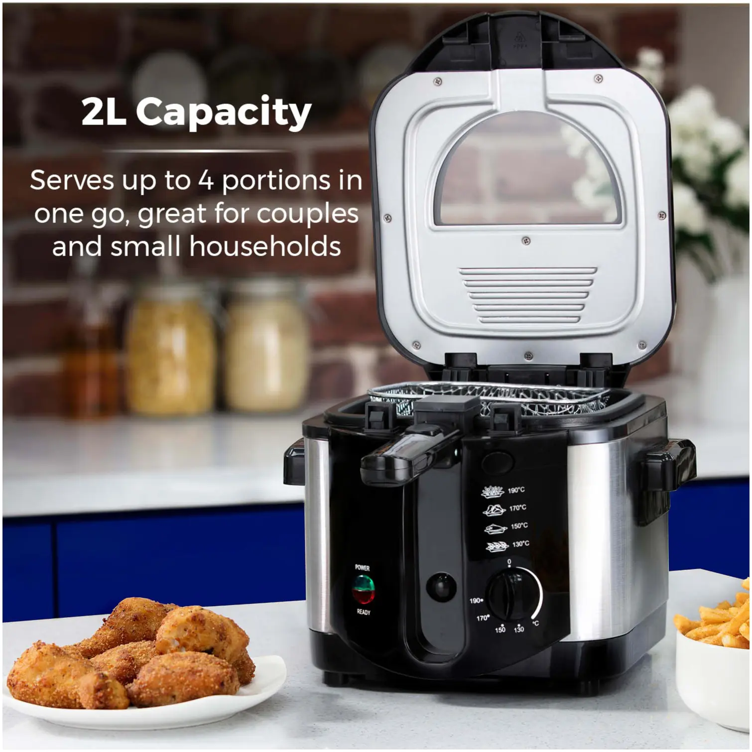 Tower Square Fryer Black 2ltr