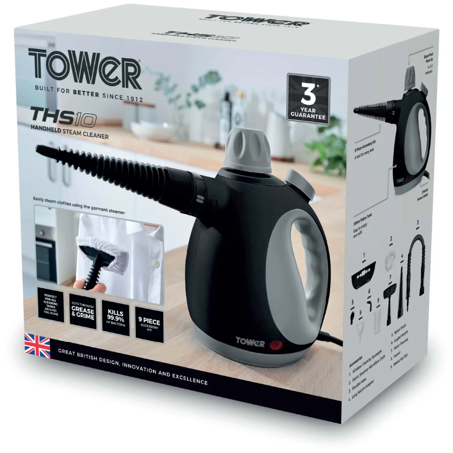 Tower T134000PL Hand Held Steam Cleaner