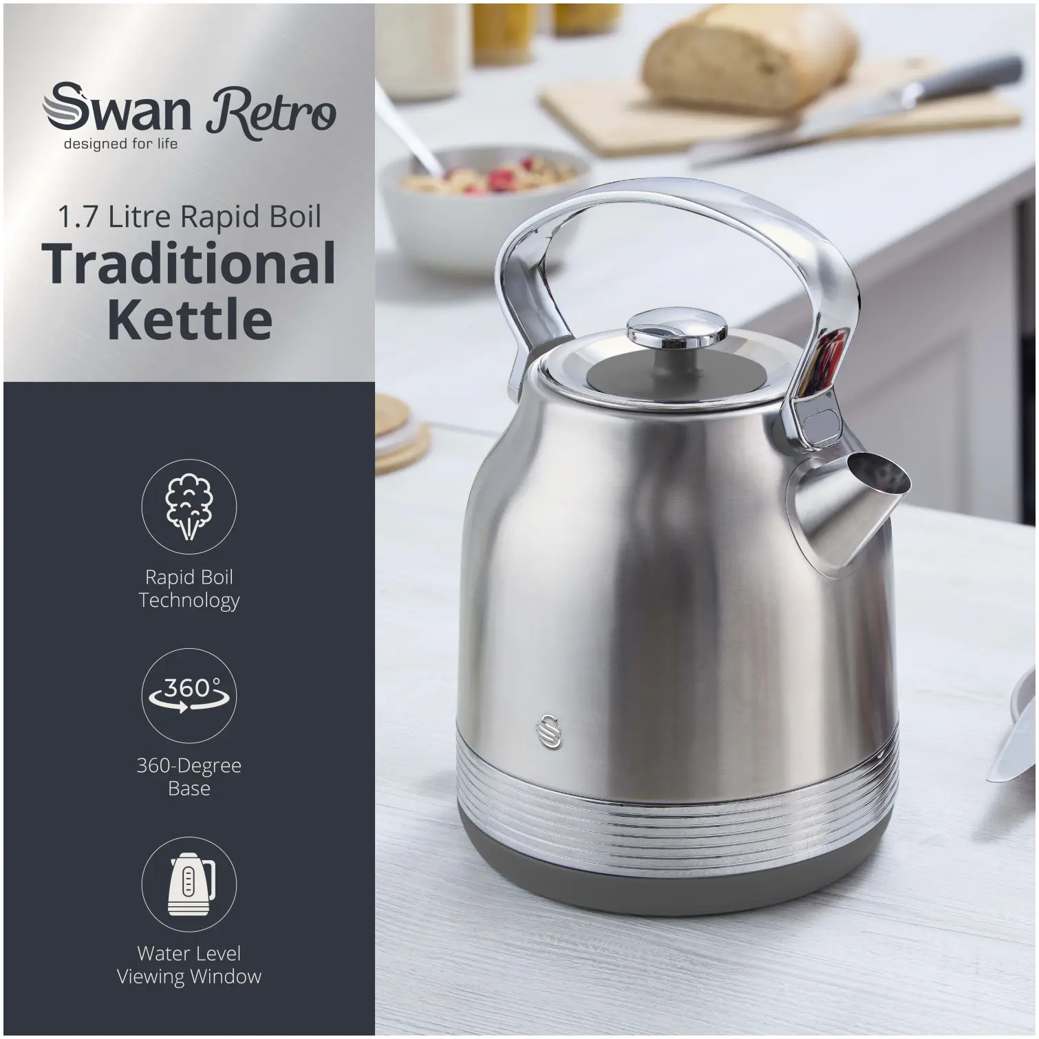 Swan Retro Traditional Kettle Stainless Steel