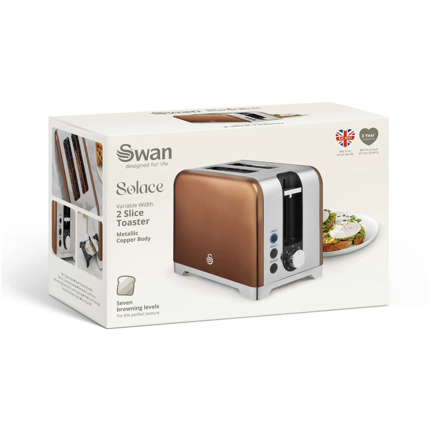 RKW2122_1 Swan ST19031COP Solace 2 Slice Toaster Copper