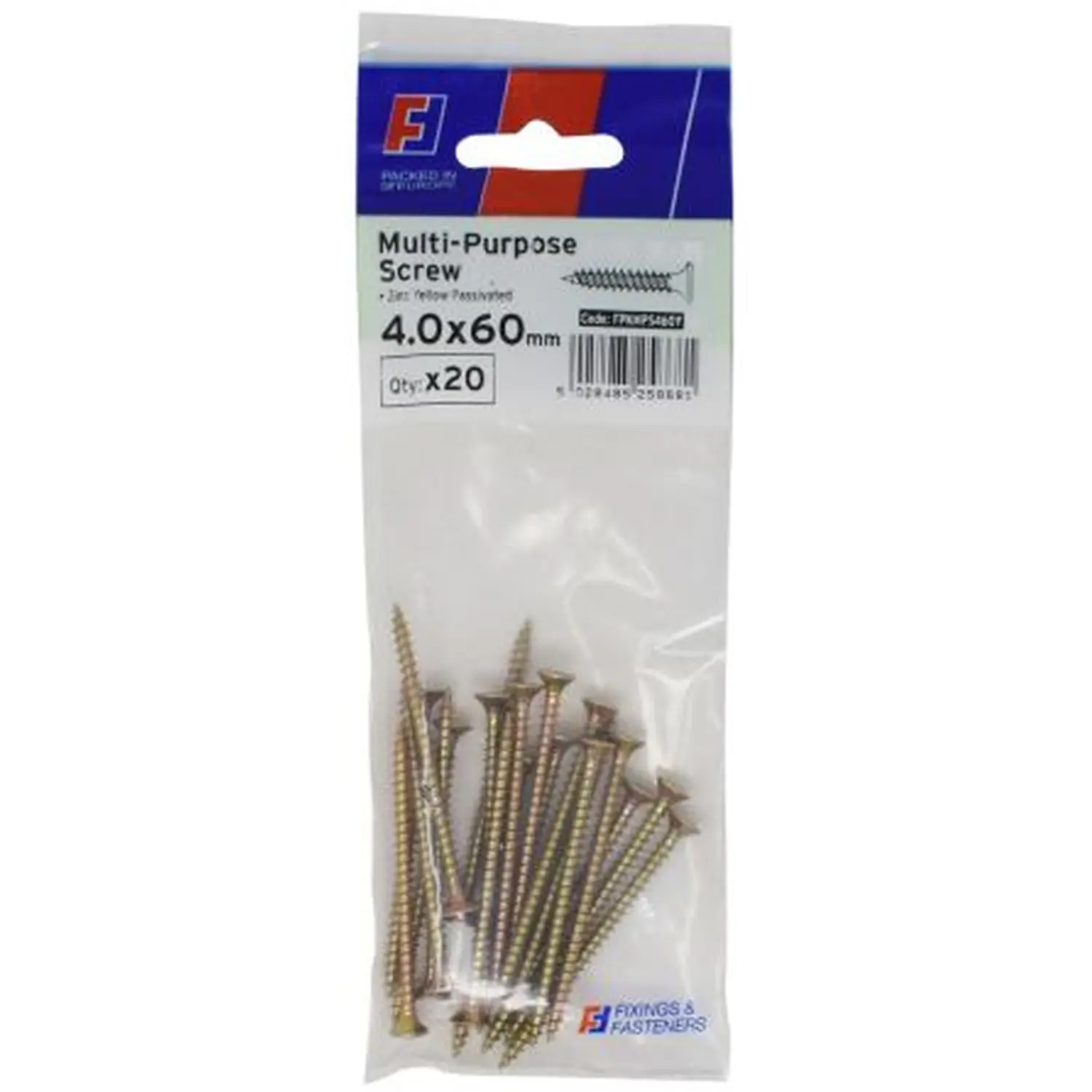 W/Screw Pozi YZP 4x60mm pk20W