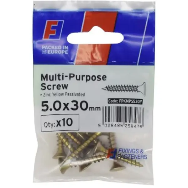 FOR0104 W/Screw Pozi YZP 5x30mm pk10