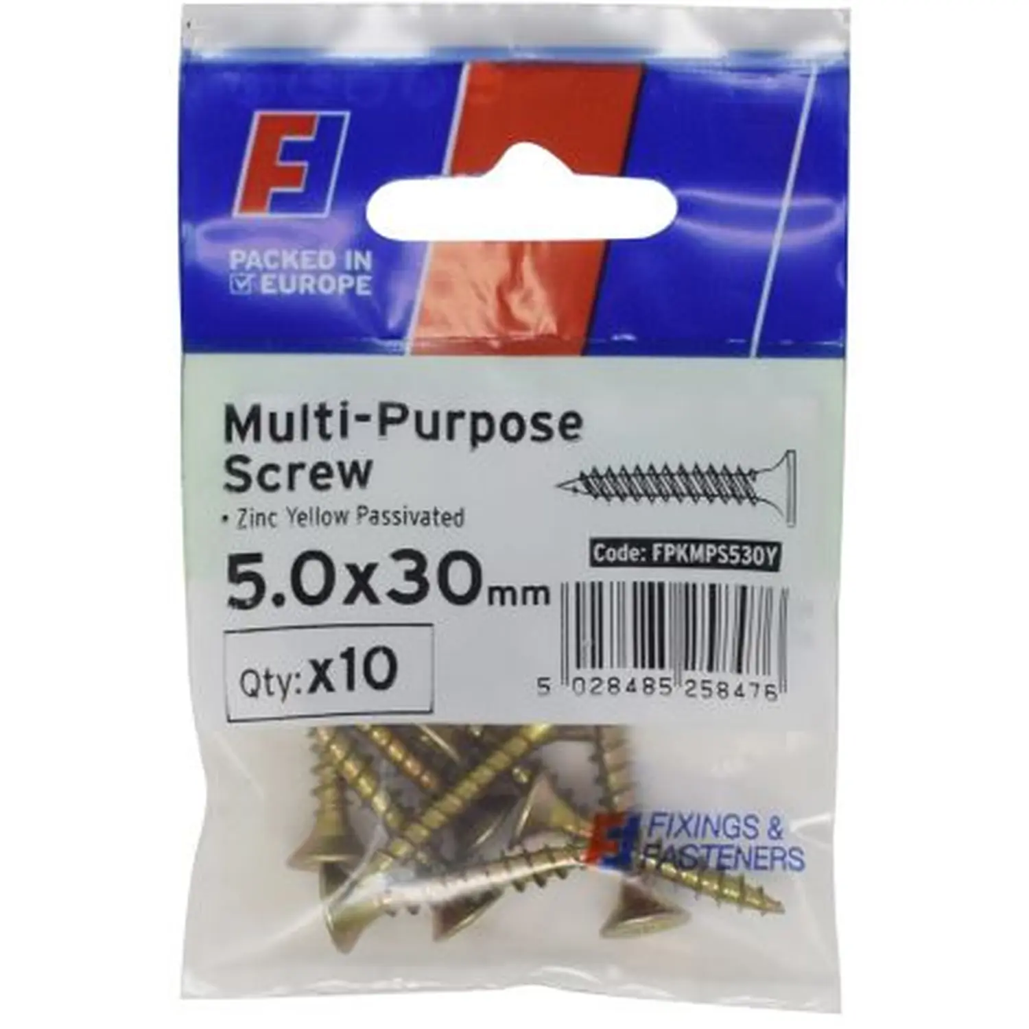 W/Screw Pozi YZP 5x30mm pk10