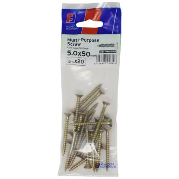 FOR0106 W/Screw Pozi YZP 5x50mm pk20