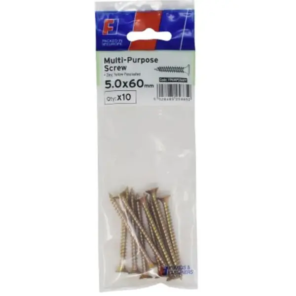 FOR0108 W/Screw Pozi YZP 5x60mm pk10