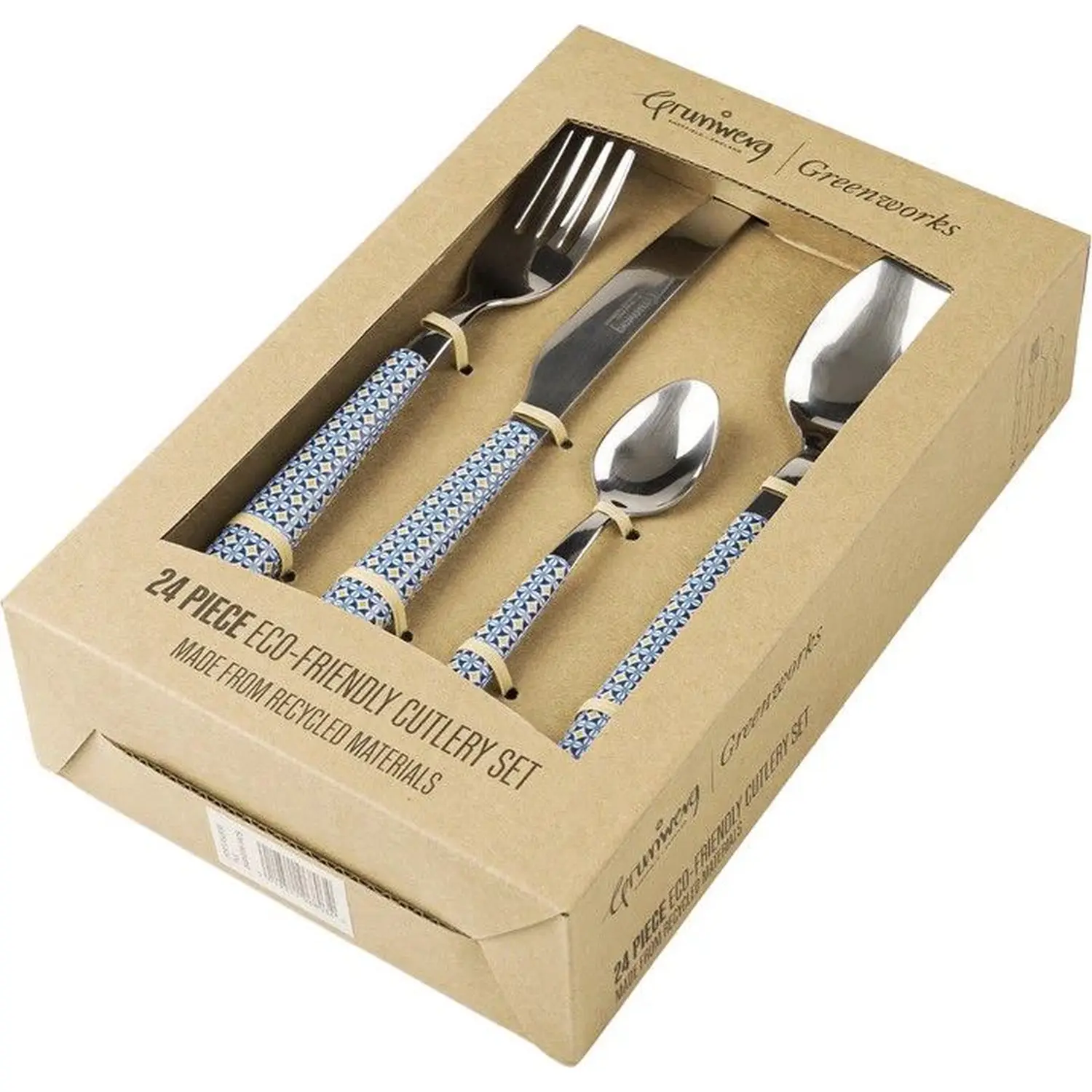 GRU0001_2 Grunwerg Greenwork Cutlery Set 24 Piece Mosaic Tiles