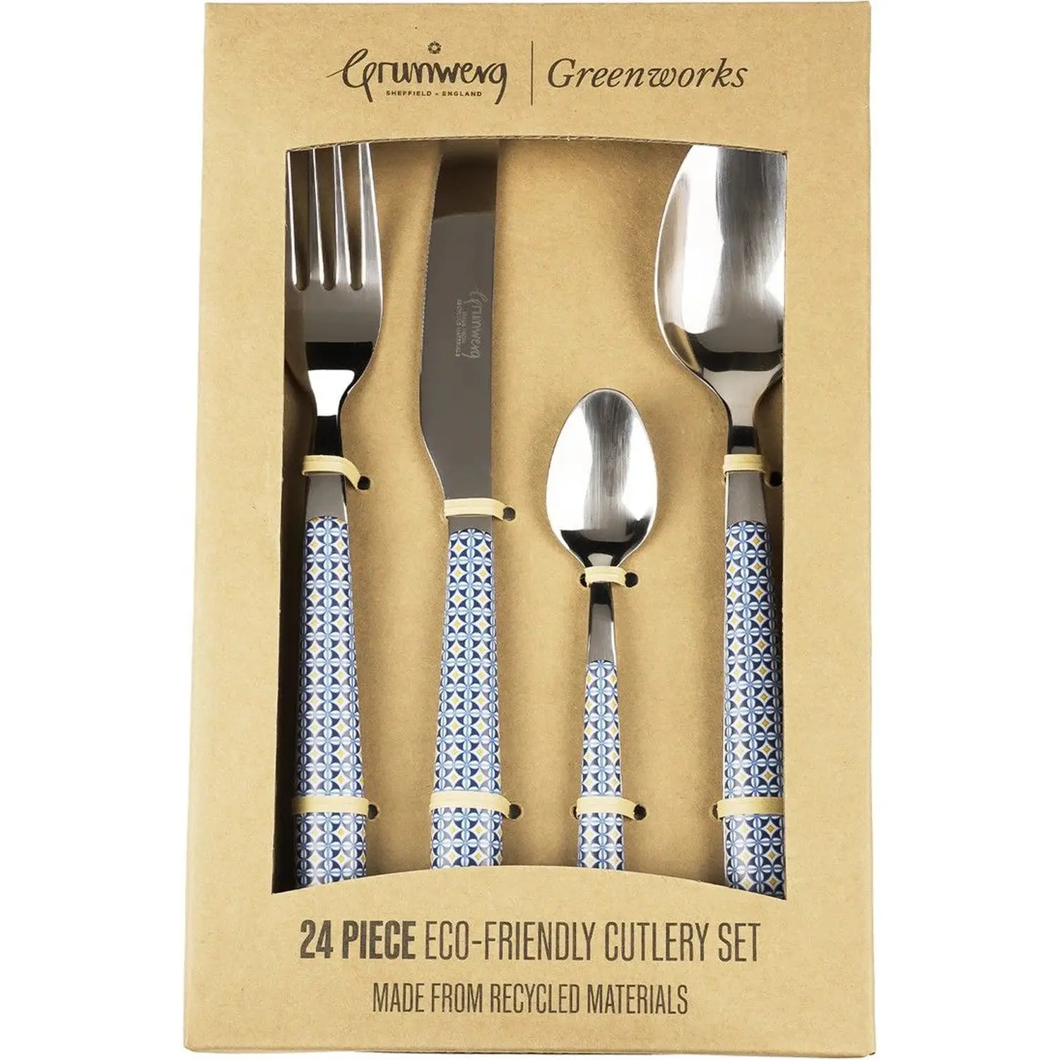 GRU0001_3 Grunwerg Greenwork Cutlery Set 24 Piece Mosaic Tiles